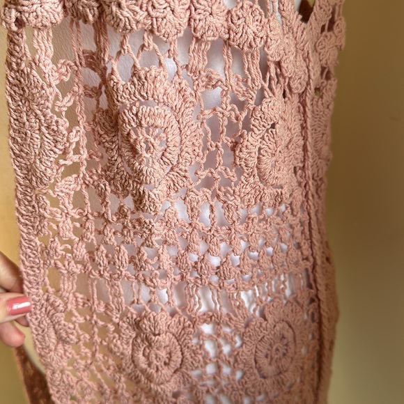 NWOT - Pink Crochet Vest - One Size Fits Most but would fit Small best - Picture 5 of 10